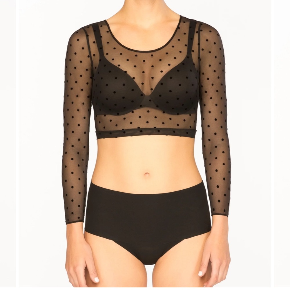 SPANX cropped sheer polka dot top